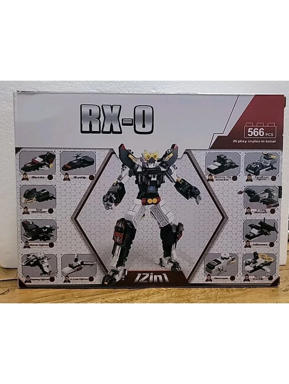 RX-0 12-in-1 Transforming Building Block Robot Set 566 PCS Mecha Space Fighter